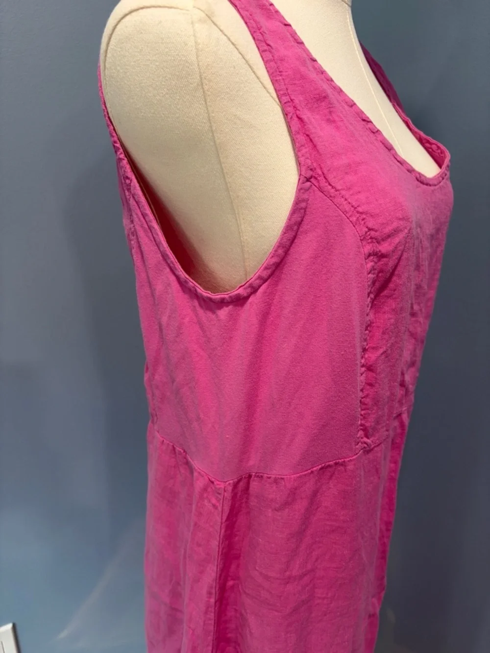 FLAX Pink Linen Sleeveless Midi Dress Size Small Made in Lithuania